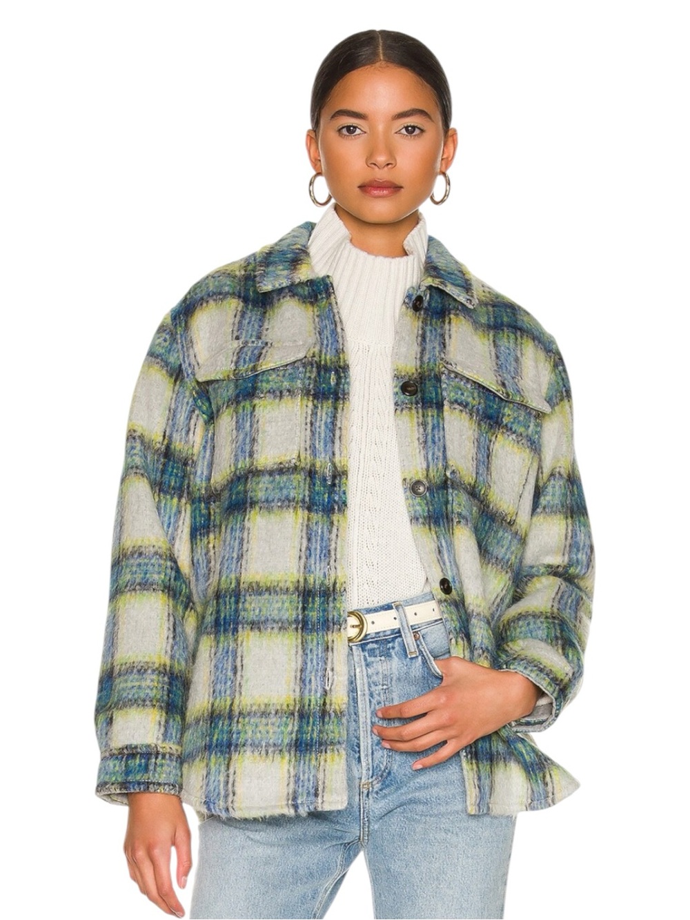Rails Turner Plaid Shacket in Cobalt Lime Smoke Size Medium